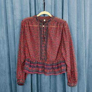 Free People If I Had You Peplum Blouse Red Size M